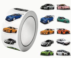Stickerrolle Autos 500 Aufkleber (Ø 2,5 cm), 10 div. Motive